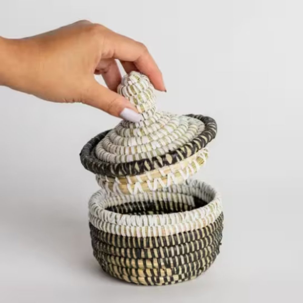 Hand Woven Small Basket with Lid